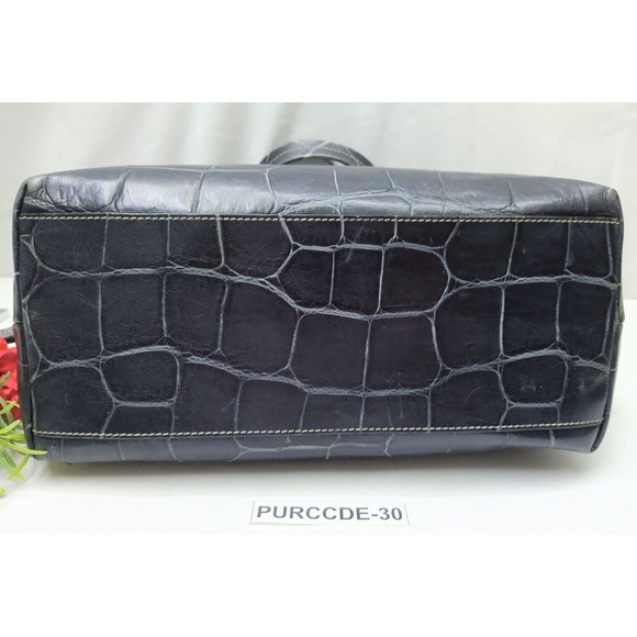 Dooney & Bourke Chiara Black Leather Crocodile Embossed Drawstring Tote Bag - Picture 7 of 14